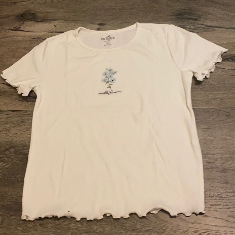 Hollister white ruffle crop top